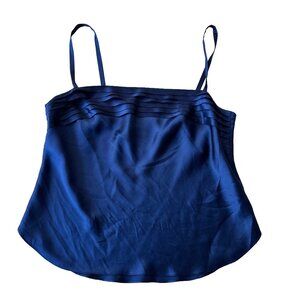 PATRICIA FIELDWALKER VINTAGE CAMISOLE ADAGIO SILK Navy Blue Tank Top Flowy Shirt